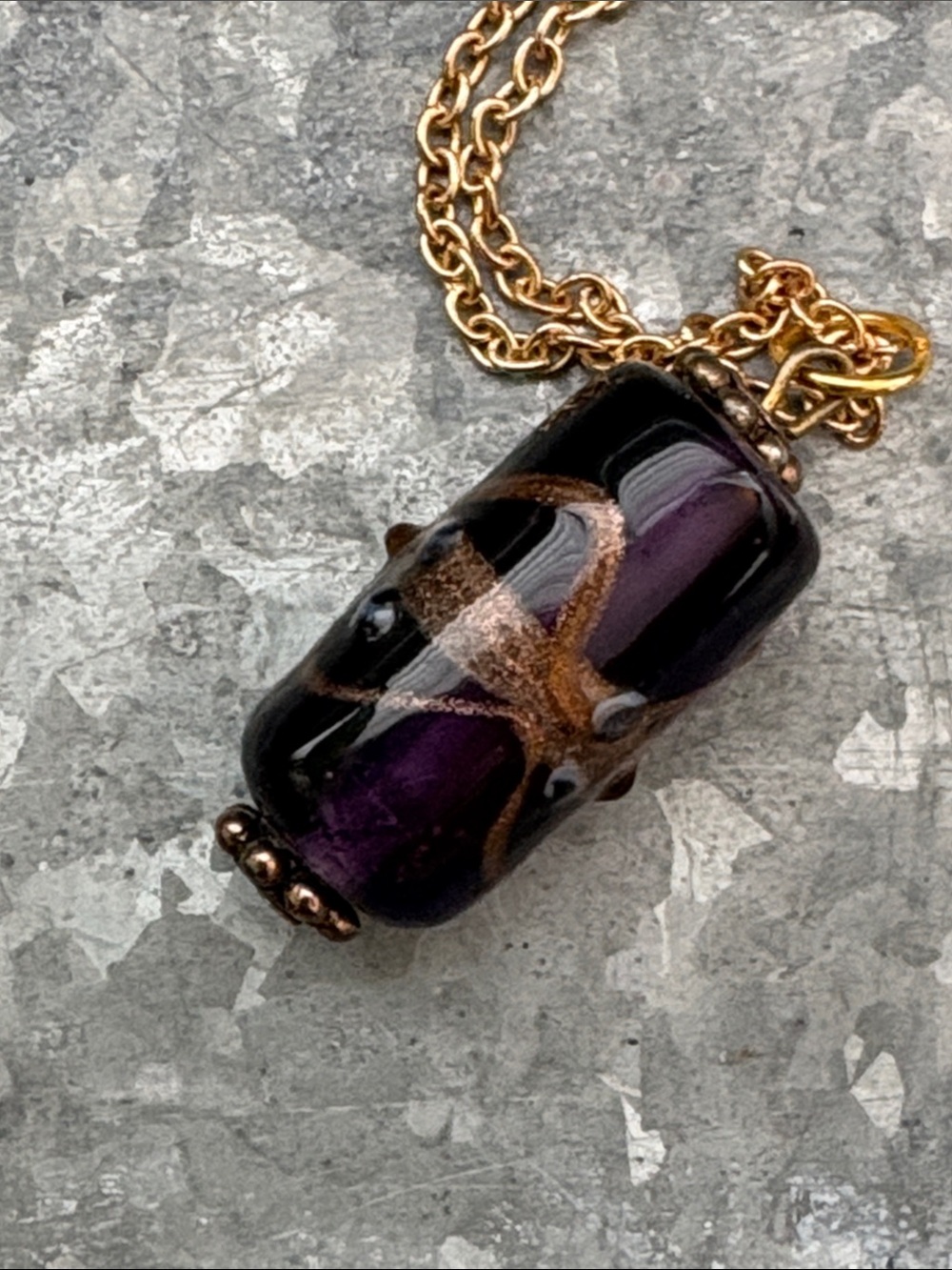 Purple Cupcake Glass Pendant Necklace